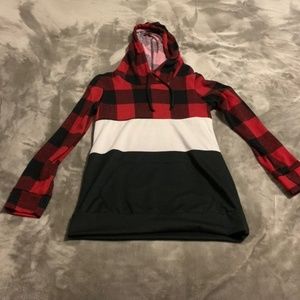 Women's Buffalo Plaid Color Block Hoodie